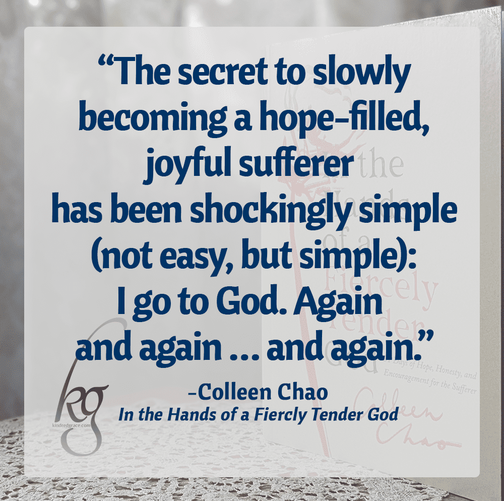 The cognitive dissonance of suffering can be so very disorienting, like being caught in a massive wave, tossed and twirled and thrown end-over-end. Often, until I read books by those who have suffered, I’m unable to even articulate my own struggle, let alone see beyond it to a time when I could once more experience hope. And sometimes, I discover that books I already read have unexpectedly armed me for the fight to trust my Jesus with all my heart. via @KindredGrace