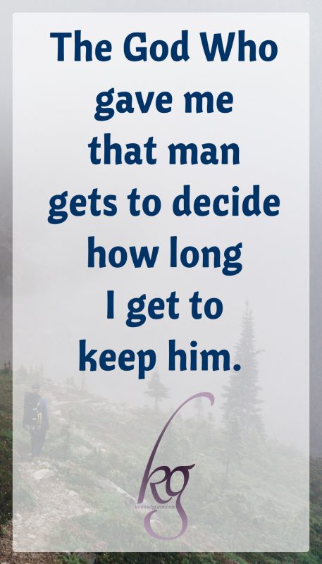 I was slowly realizing this truth: the God who gave me that man gets to decide how long I get to keep him.  God knows how much I love him, how much I love being married to him. And He knows whether this is cancer or a blip on the line of our lives together. He knows. And He holds me together when I'm terrified because I don't yet know.