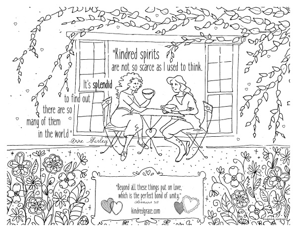 Kindred Spirits Coloring Page made for Kindred Grace by Brianna Siegrist