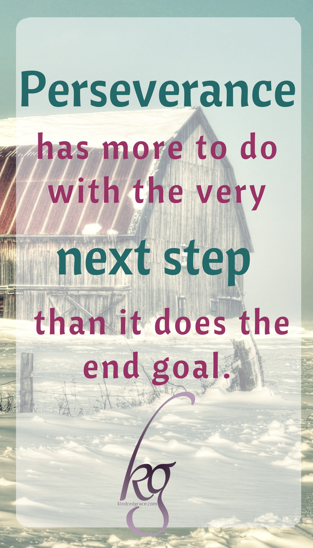 Perseverance, it turns out, has more to do with the very next step than it does the end goal.

And when we just keep doing the next thing? God shows up. He really does. via @KindredGrace