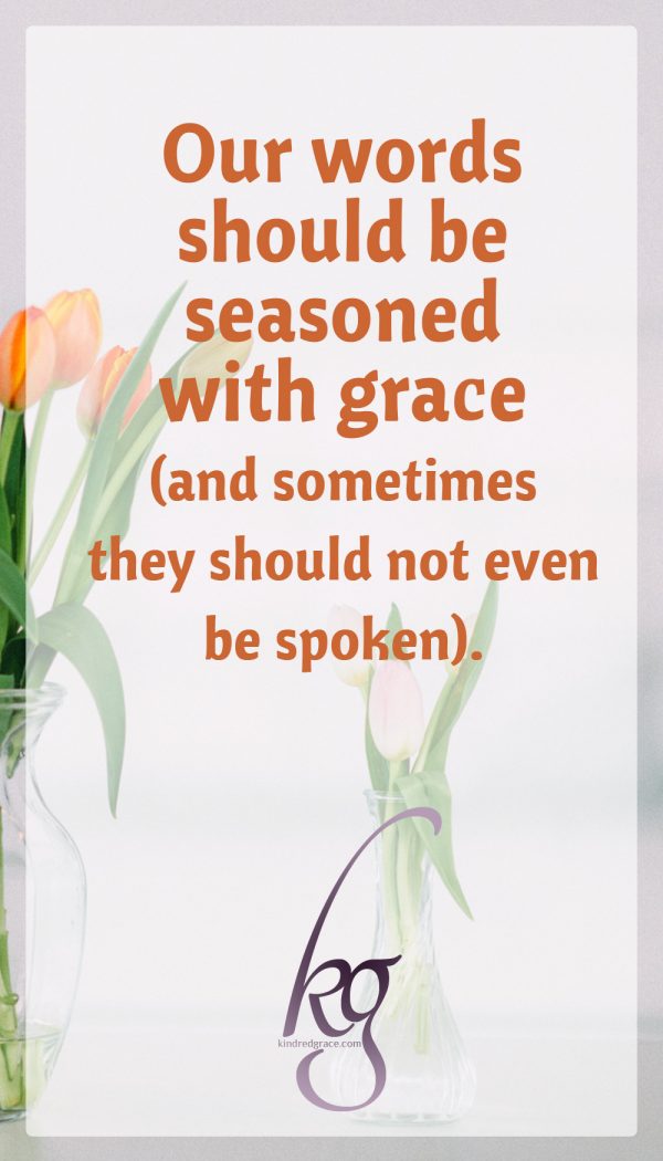 Our words should be seasoned with grace and sometimes they should not even be spoken.