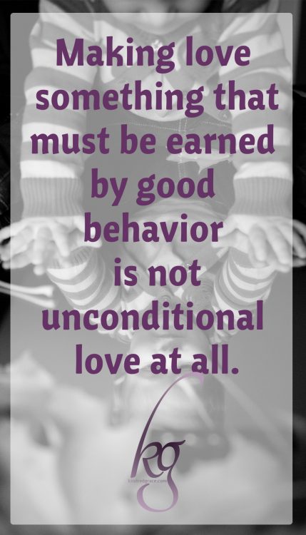 It's easy for me to “withhold” my love until we have dealt with the disobedience. The glaring fault in this approach is, of course, that it makes my love something that must be earned by good behavior, which is not unconditional love at all. And it's certainly not the way God loves us.