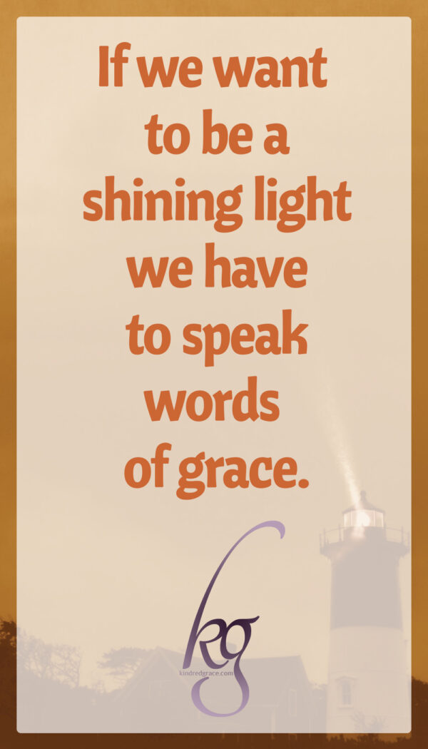 If we want to be a shining light in this dark time, we have to look past all that and speak words of grace